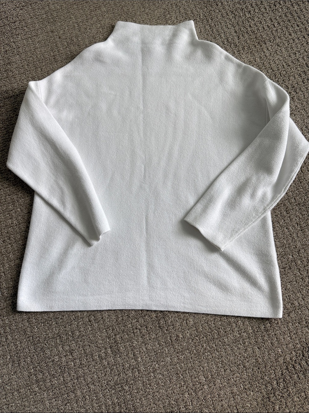 Eileen Fisher White Mock Neck Organic Cotton Sweater
